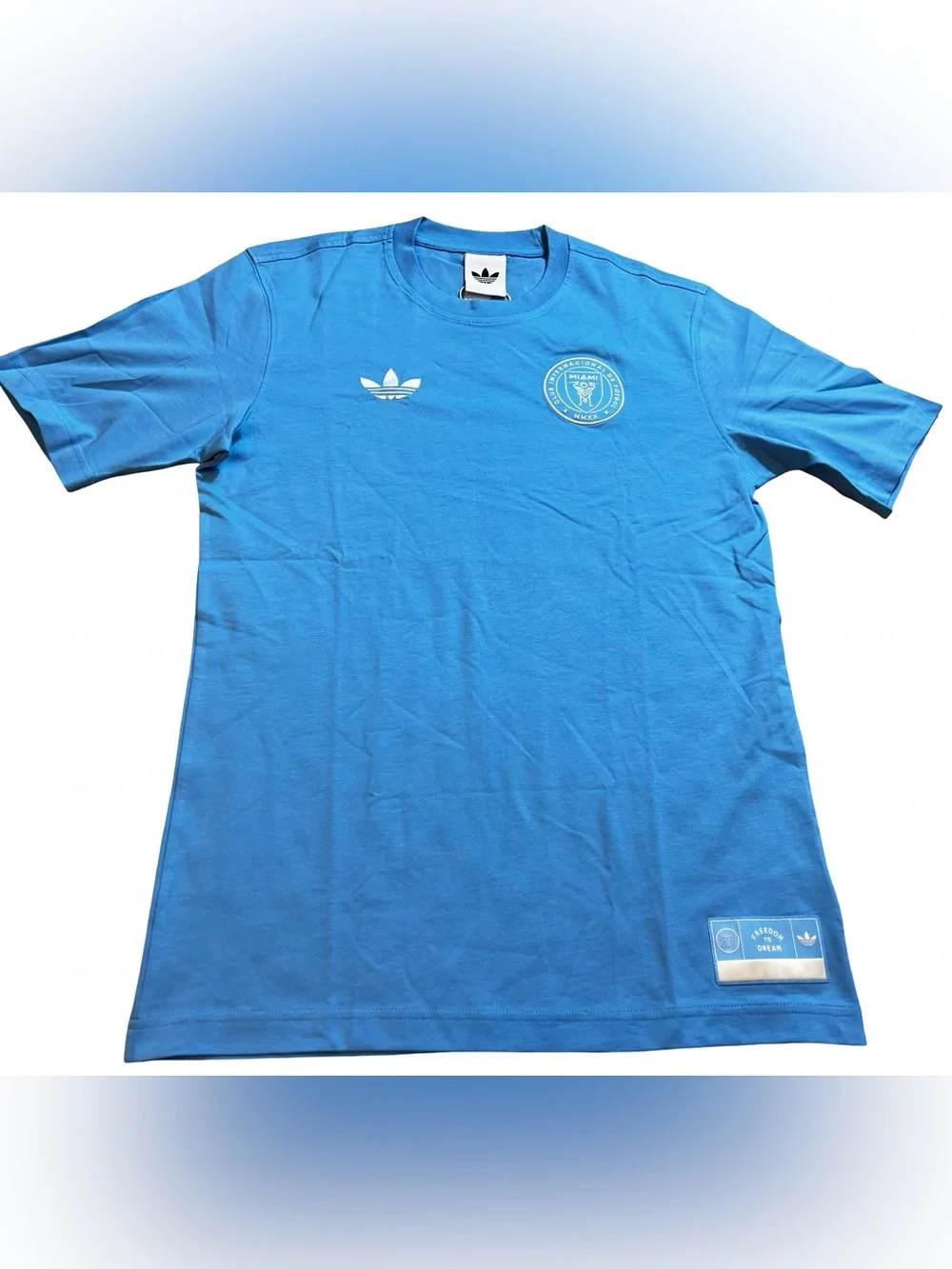 Adidas Originals Inter Miami soccer‎ CF Graphic Tee Shirt Sky Blue Men’s Small